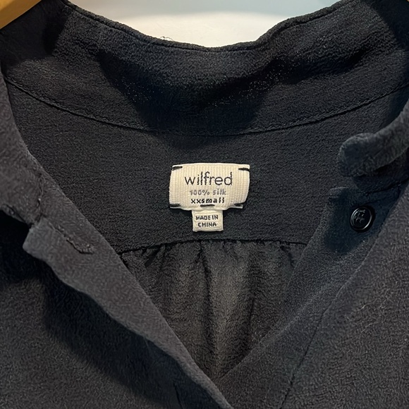 🇺🇸 Aritzia Wilfred black 100% silk short sleeve blouse size XXS - Picture 6 of 9